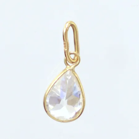 Hänge vit sten, 1,4cm, 18k  Vikt: 0,3 g