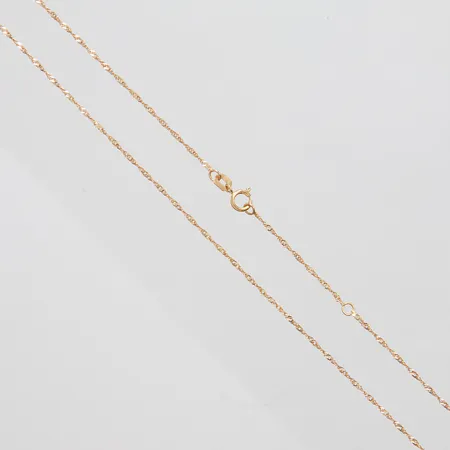 Kedja, Singapore, längd: 41,8+44,9cm, bredd: 1,1mm, 18K Vikt: 1,3 g