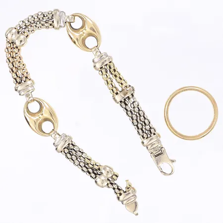 Diverse guld, armband och ring, defekt, gravyr, 18K Vikt: 20 g
