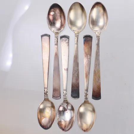 6 Skedar, modell Rosenholm, längd 11cm, silver 830/1000 Vikt: 68,7 g