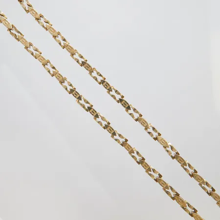 Collier, längd: ca.74cm, kedjan har inget lås, bredd: 4,5-6,5mm, OBS! Ej märkesdesign!, ostämplad, 14K Vikt: 114,3 g