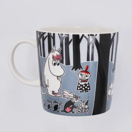 Muminmugg, Mumin på äventyr, Flytten, Arabia, Finland, höjd 8cm, Ø8cm, märkt CR0122, porslin