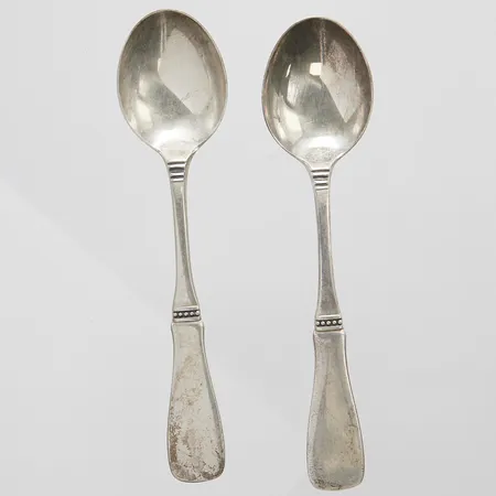 2 Teskedar, modell: Uppsala, längd: 120mm, MGAB, Lidköping, 1965, silver, 830/1000 Vikt: 28,9 g