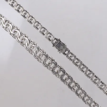 Collier doserad Bismarck, längd 49,5cm, bredd 8-12,9mm, Guldfynd, silver 925/1000 Vikt: 53,7 g