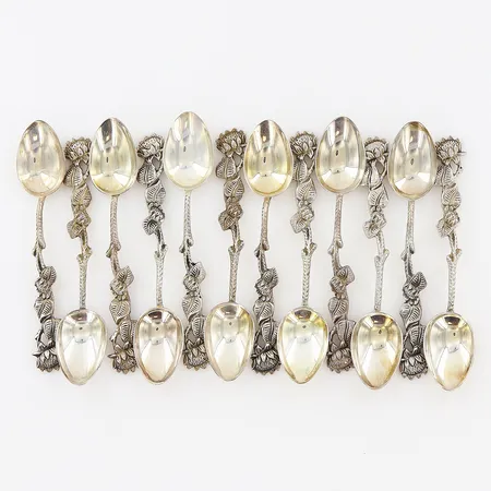 12 kaffeskedar 102mm, Gewe, silver 830/1000. Vikt: 116,1 g