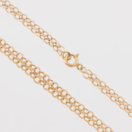 Collier X-länk, längd ca 43 cm, bredd 4.6-7.2 mm, 18k. Vikt: 10,9 g