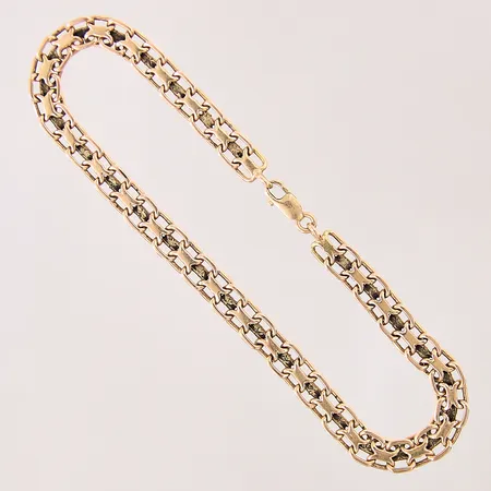Armband X-länk, längd: 21cm, bredd: 5,5mm, slitna länkbitar, 14K  Vikt: 9,5 g