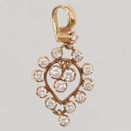 Hänge med diamanter 15 x ca. 0,02-0,05ct, 25x14mm, 18K, 3,2g.