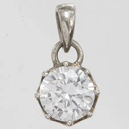 Hänge med vit syntetisk sten, 17,5x9,4mm, GHA, silver, 925/1000 Vikt: 1,7 g