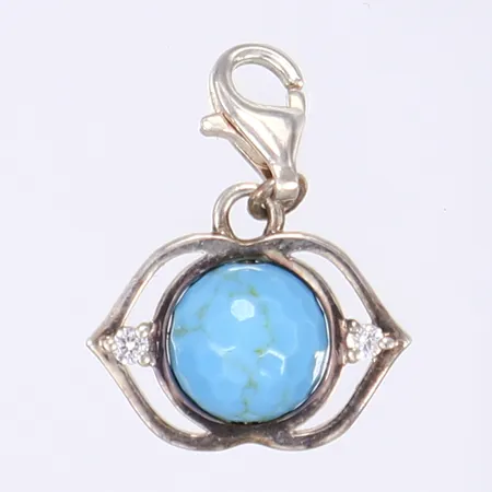 Berlock med blå sten, Ø17mm,, slitage, silver 925/1000 Vikt: 2,2 g