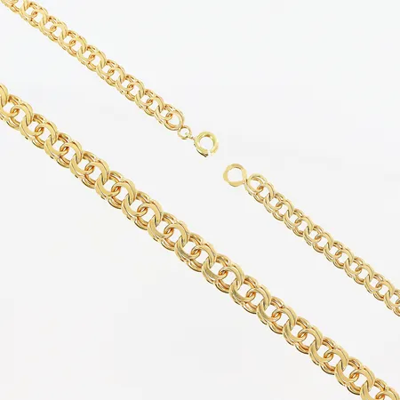 Collier Bismarck, 44cm, doserad bredd 5-7mm, defekt lås, 18K  Vikt: 27,3 g