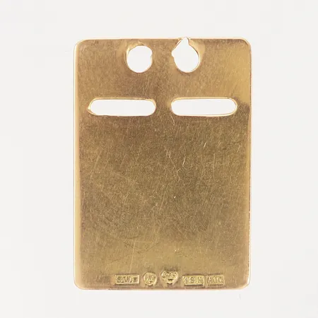 Hänge, Id-bricka, 19x27mm, gravyr, defekt, 18K Vikt: 2,6 g