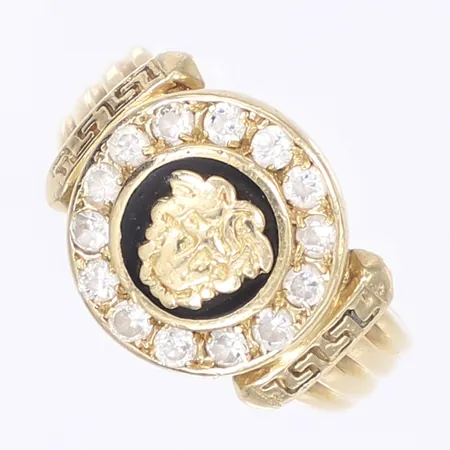 Ring med vita stenar, Medusa, stl 20, bredd 5-16mm, 14K Vikt: 9,2 g