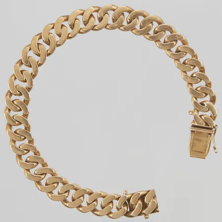 Armband, pansarlänk, 19,5cm, bredd: 9,6mm, saknar en låsåtta, 18K, 44,1g.