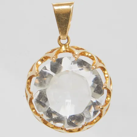 Hänge med bergkristall, 26,5x17,5mm, svenska stämplar, 18K Vikt: 3,7 g