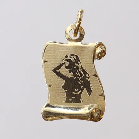 Hänge, pergamentrulle med kvinna, 24x12,7mm, 14K Vikt: 0,6 g