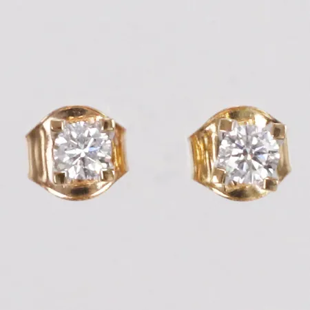 Ett par örhängen, diamanter 2 x ca0,10ct, 4mm, Guldfynd, 18K Vikt: 0,9 g