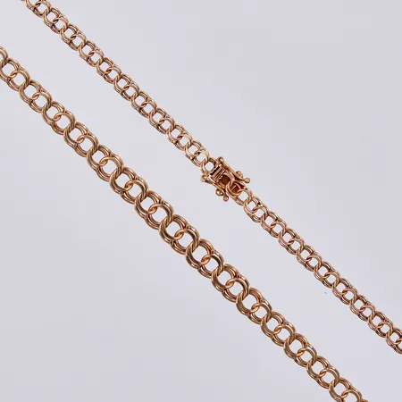 Collier doserad Bismarck, längd ca 42,5cm, bredd ca 4-7mm, Bergmans Guldvaror 1988, 18K Vikt: 12,7 g