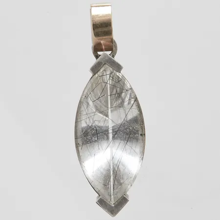 Hänge med turmalinkvarts, 43,2x14,2mm, Smide & Form, Hedvig Westermark AB, Stockholm, 2007, silver, 925/1000, guldögla i 18K, bruttovikt 12,0g Vikt: 12 g
