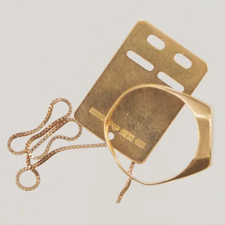 Diverse guld, defekter/gravyrer, 18K, 8,3g.