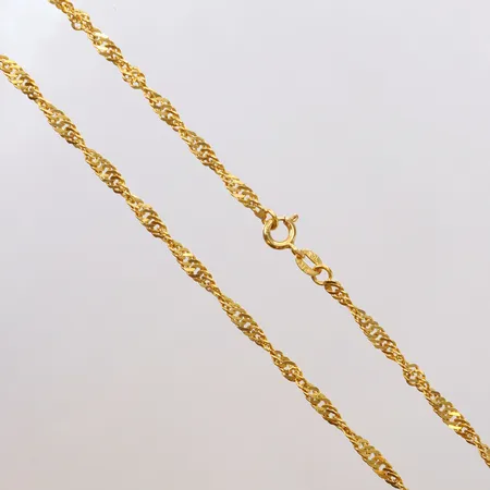 Kedja, Singapore, längd 45cm, bredd ca 3mm, 21K Vikt: 9 g