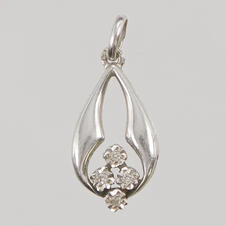 Hänge med diamanter 4 x ca. 0,005ct, 23x11mm, vitguld, 18K, 2,0g.