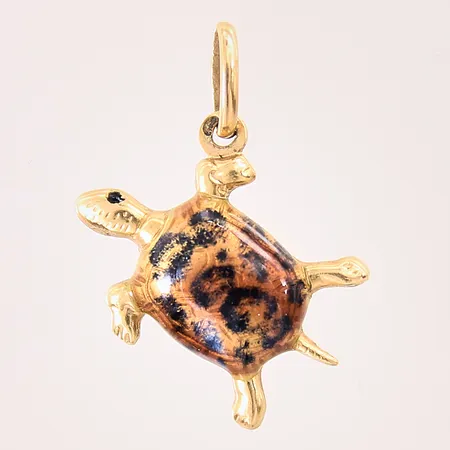 Hänge, sköldpadda, emaljdetaljer, 25x20mm, 18K  Vikt: 1,7 g