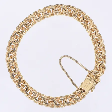 Armband Bismarck, säkerhetskedja, kistlås, längd 20cm, bredd 7mm, 18K Vikt: 26,9 g