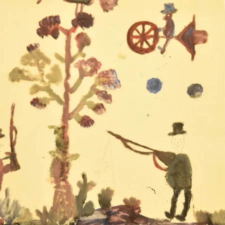 Tavla, Nils Rundgren, Björnjägaren, akvarell, bildmått 40½ X 36½ cm, mått inkl ram 53½ x 49½ cm, signerad Nils Rundgren 1963 på akvarell. Skickas med postpaket.