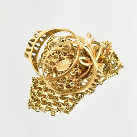 Diverse defekt guld med sten, 18K. Vikt: 22 g