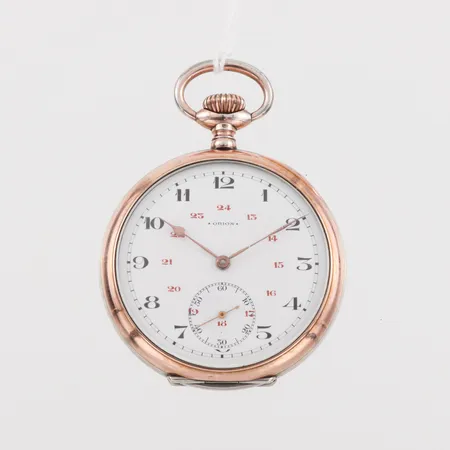 Fickur Orion, diameter ca 5 cm, silver, tickar igång men ej funktionstestad. Vikt: 0 g