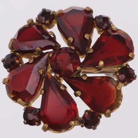 Brosch med granater, Ø27,7mm, en sten lös, löst fäste, metall