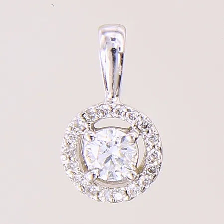 Hänge med diamanter 1 x ca 0,23ct, kvalitet ca W(H)/SI-P, 18 x ca 0,005ct, 13,5x7,7mm, vitguld, 18K Vikt: 0,8 g