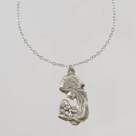 Kedja med integrerat hänge, 47cm, hängets mått: 35x20mm, oädel metall