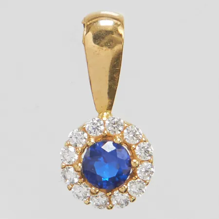 Hänge, 12,2x5,8mm, örhängen, Ø5,7mm, syntetiska stenar, 18K Vikt: 1,1 g