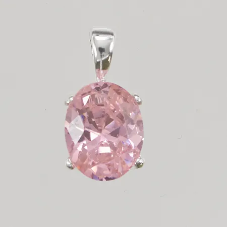 Hänge, rosa sten, 15mm, 925/1000 silver, 1,7g.