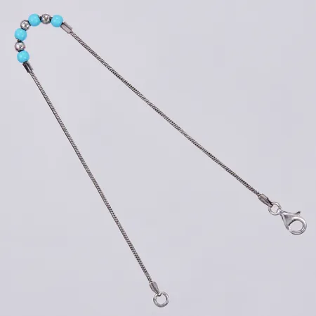 Armband med turkosa stenar, längd ca 21cm, bredd ca 1-4mm, 925/1000 silver Vikt: 2,8 g