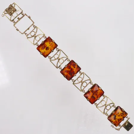 Armband, bärnsten, stenar, en sten saknas, 8K, bruttovikt 21,1g Vikt: 0 g