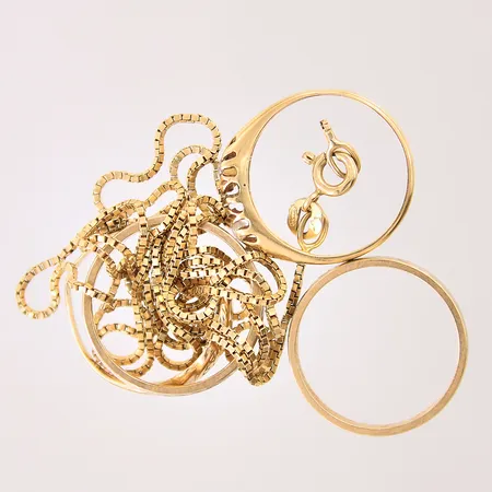 Guldsmycken, stenar, gravyrer, defekta, stenar saknas, 18K  Vikt: 12,2 g