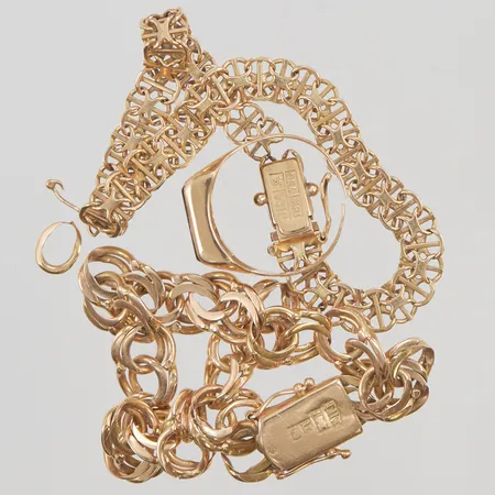 Diverse guld, stenar/defekter, 18K, 36,5g.