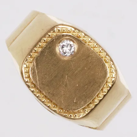 Ring, klackring, vit sten, stl 18, bredd 3,5-13,7mm, skev, 18K Vikt: 5,6 g