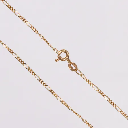 Kedja, Figaro, 38cm, bredd 1,3mm, italienska stämplar, 18K  Vikt: 2,3 g