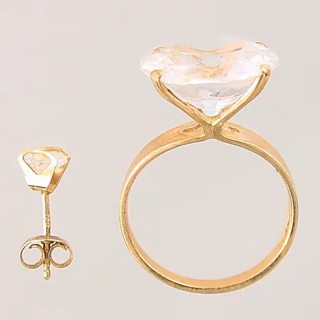 Guldsmycken, stenar, nagg, udda, repor, bucklor, skevheter, 18K  Vikt: 4,9 g