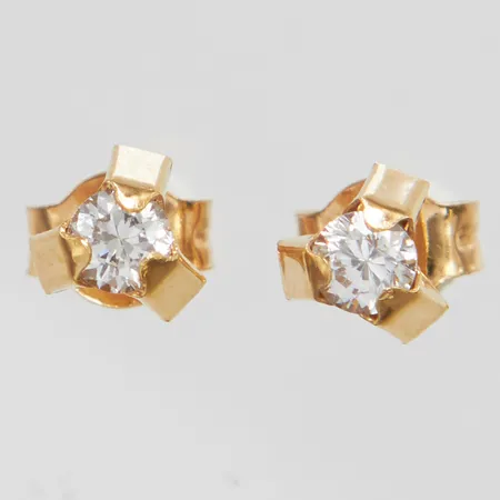 Örhängen med vita stenar, Ø5,2mm, 18K Vikt: 0,6 g