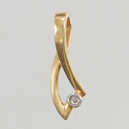 Hänge, vit sten, 19mm, 18K, 1,4g.