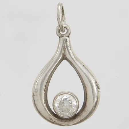 Hänge med vit sten, 25,9x14,3mm, silver, 925/1000 Vikt: 1 g