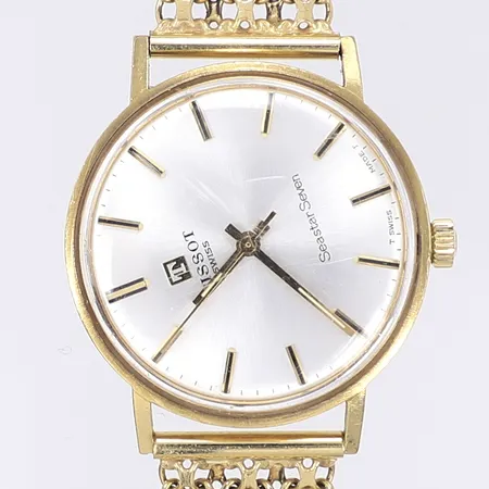 Herrur Tissot Seastar Seven, Ø33,5mm, manuell, defekt, urtavlan lös, boett 14K, armband 18K, Bruttovikt: 47,2g