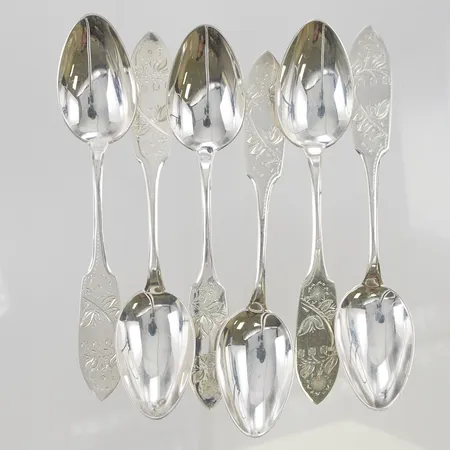 6 Skedar,17,5cm, modell: Tornedal, 830/1000 silver, 227,0g.
