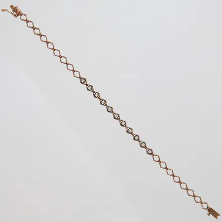 Armband med rosenstenar, längd:16,8cm, bredd:4,3mm, roséguld, 8K Vikt: 8,1 g