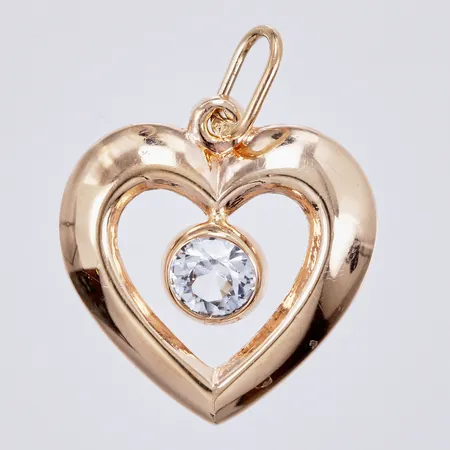 Hänge med syntetisk sten, längd ca 20mm, bredd ca 18mm, 18K Vikt: 1 g